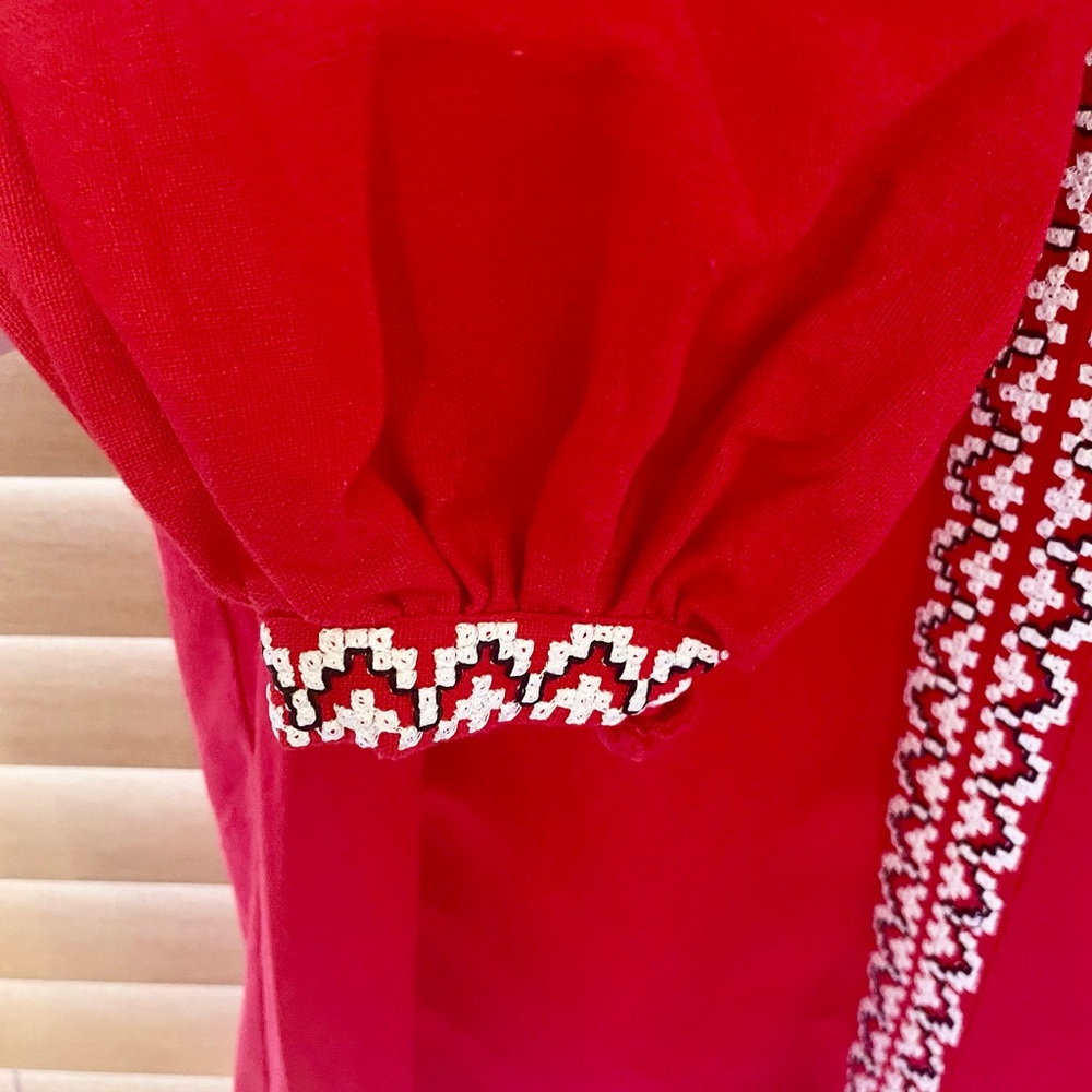 Embroidered Red Women's Top - Picture 7 of 9